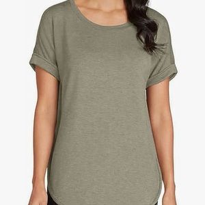 Marty M French terry roll cuff tee color light heather olive size M new with tag